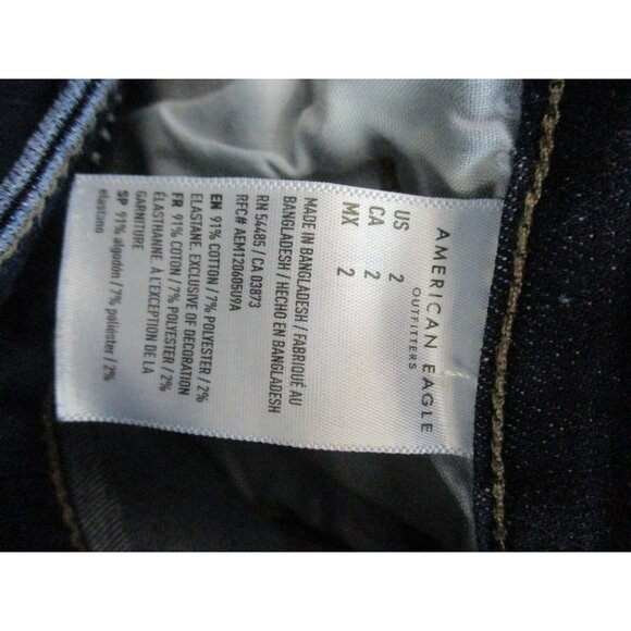 American Eagle Jeans Women's 2 Blue Denim Shorts Stretch Hi Rise Shortie Raw Hem - Picture 10 of 10